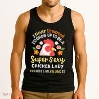 Funny Crazy Chicken Farmer Lady Tank Top thumb 3