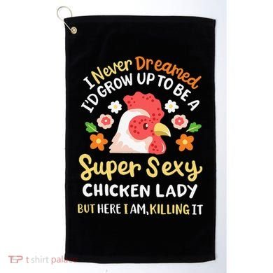Funny Crazy Chicken Farmer Lady Golf Towel