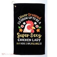 Funny Crazy Chicken Farmer Lady Golf Towel thumb 0