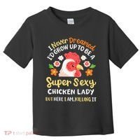 Funny Crazy Chicken Farmer Lady Toddler T-Shirt thumb 0