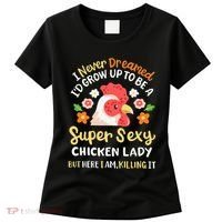 Funny Crazy Chicken Farmer Lady Women's T-Shirt thumb 0