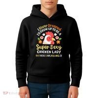 Funny Crazy Chicken Farmer Lady Kids Hoodie thumb 4