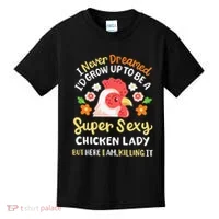 Funny Crazy Chicken Farmer Lady Kids T-Shirt thumb 0