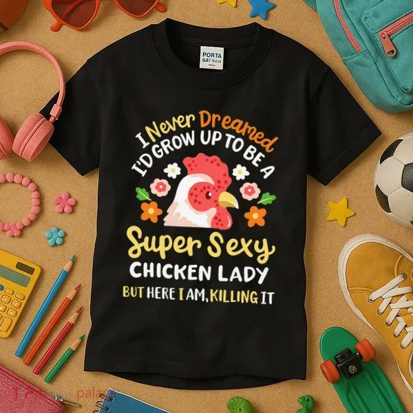 Funny Crazy Chicken Farmer Lady Kids T-Shirt