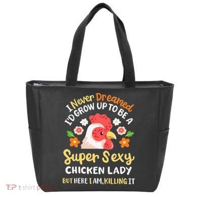 Funny Crazy Chicken Farmer Lady Tote Bag