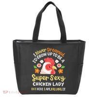Funny Crazy Chicken Farmer Lady Tote Bag thumb 0