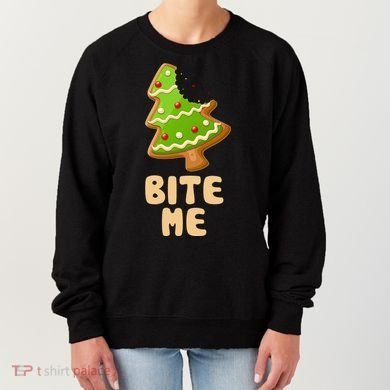 Funny Christmas Cookie Bite Me Women's Sweatshirt