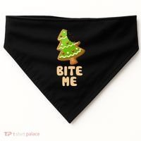 Funny Christmas Cookie Bite Me USA-Made Doggie Bandana thumb 0