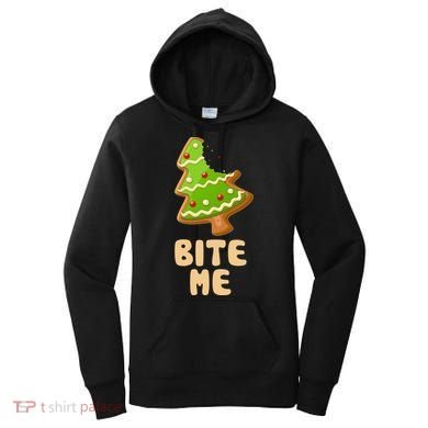 Funny Christmas Cookie Bite Me Women's Hoodie