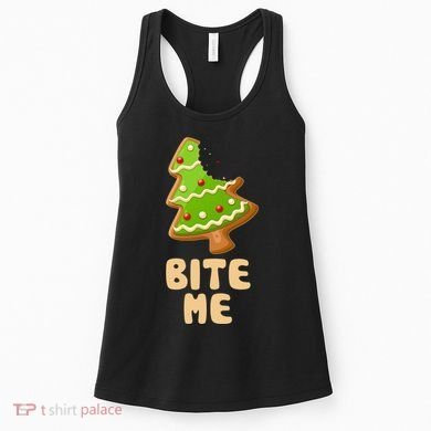 Funny Christmas Cookie Bite Me Women's Tank Top