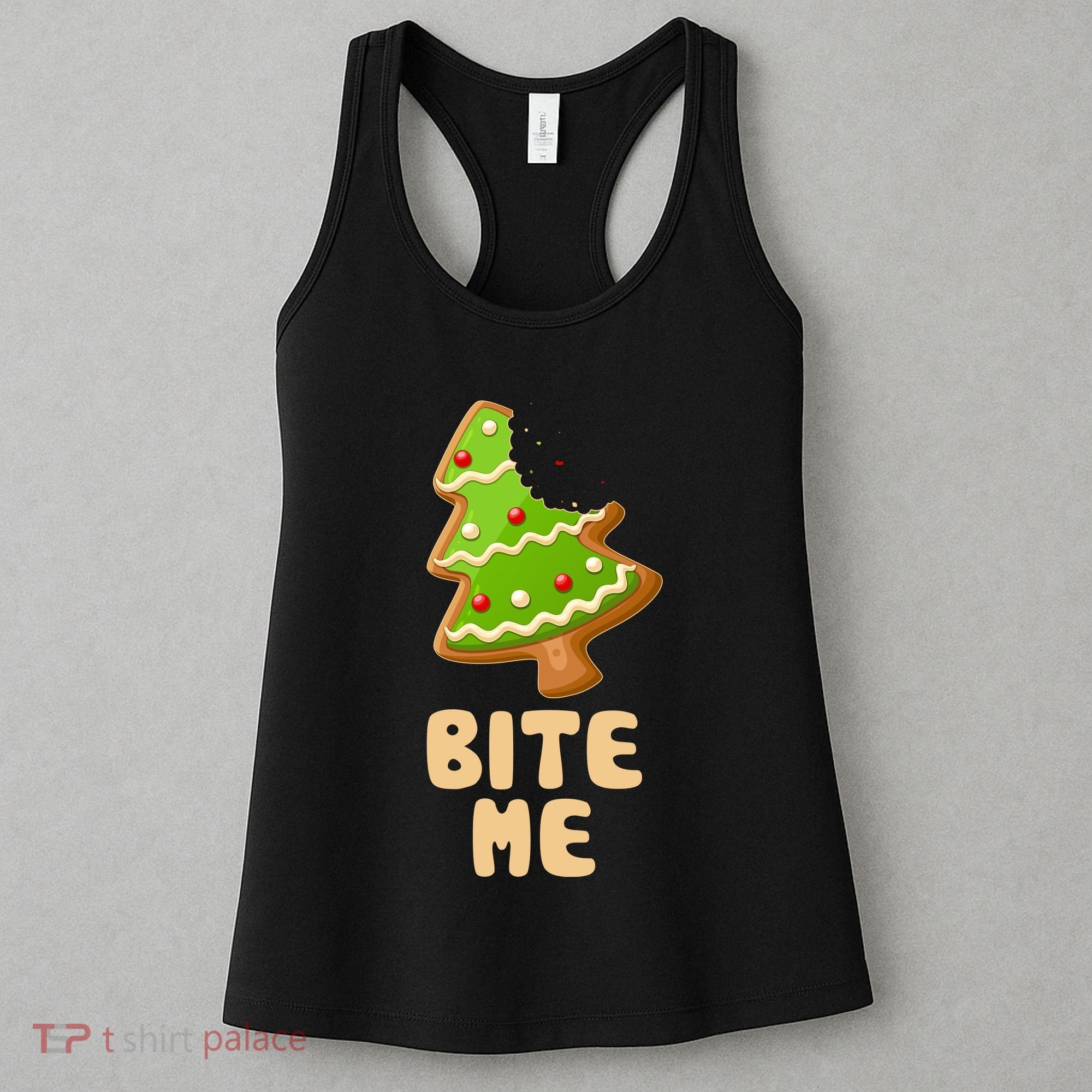Funny Christmas Cookie Bite Me Women's Tank Top