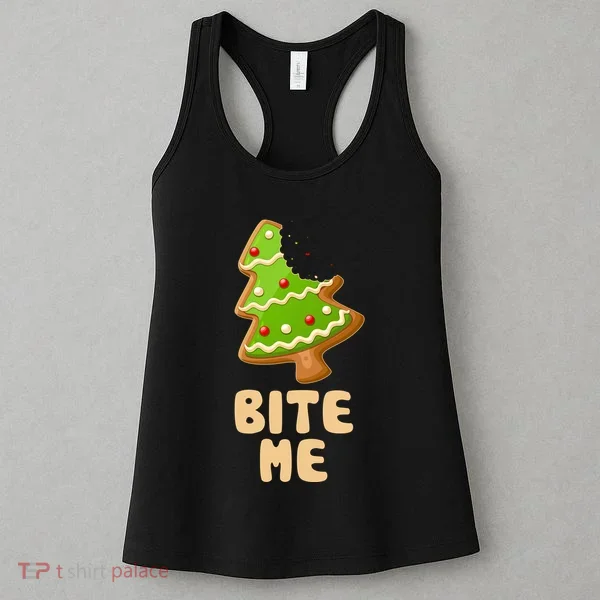 Funny Christmas Cookie Bite Me Women's Tank Top