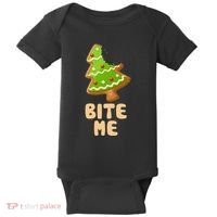 Funny Christmas Cookie Bite Me Baby Bodysuit thumb 0