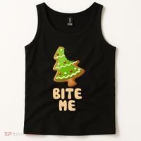 Funny Christmas Cookie Bite Me Tank Top thumb 2