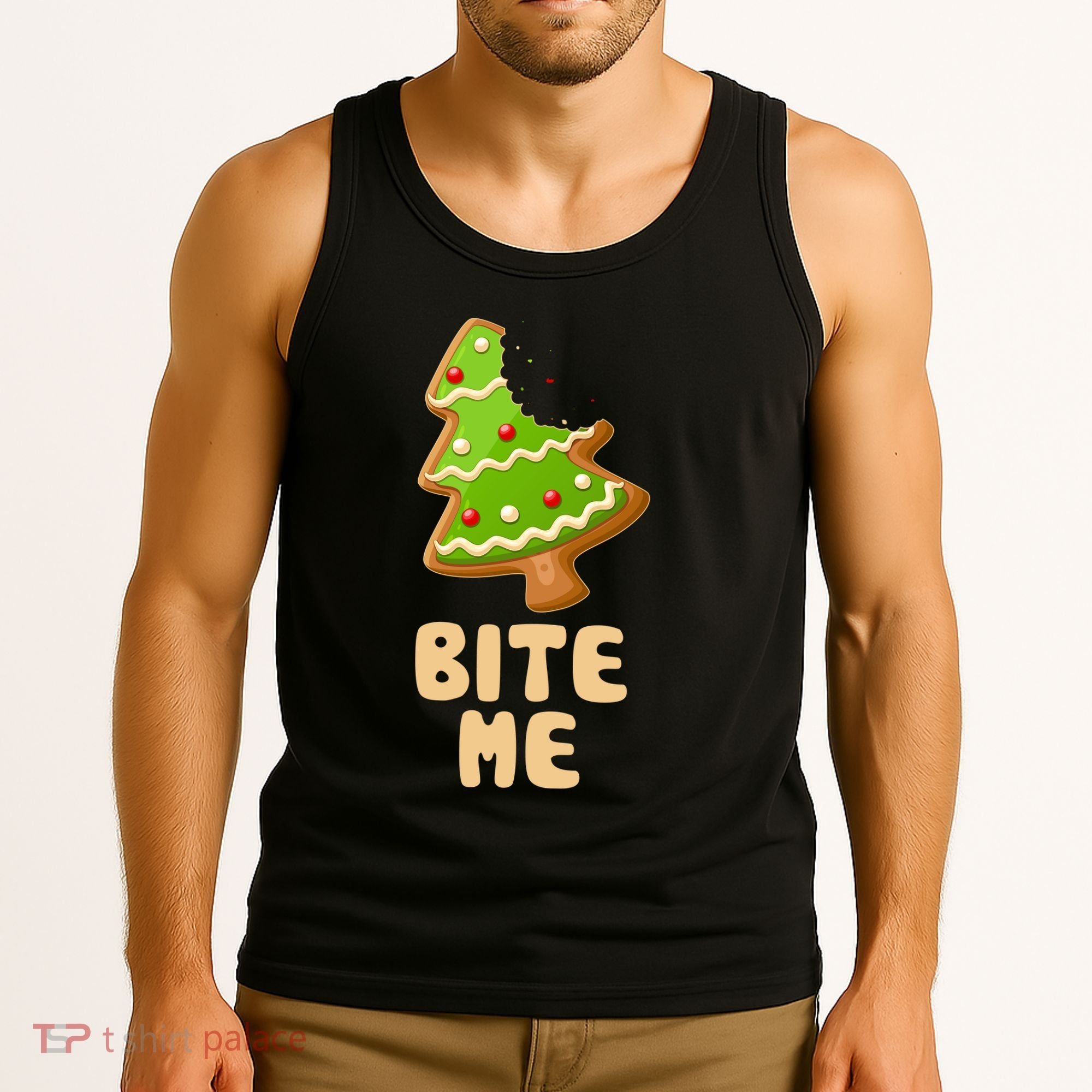 Funny Christmas Cookie Bite Me Tank Top