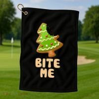 Funny Christmas Cookie Bite Me Golf Towel thumb 1
