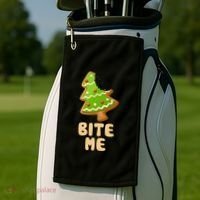 Funny Christmas Cookie Bite Me Golf Towel thumb 2