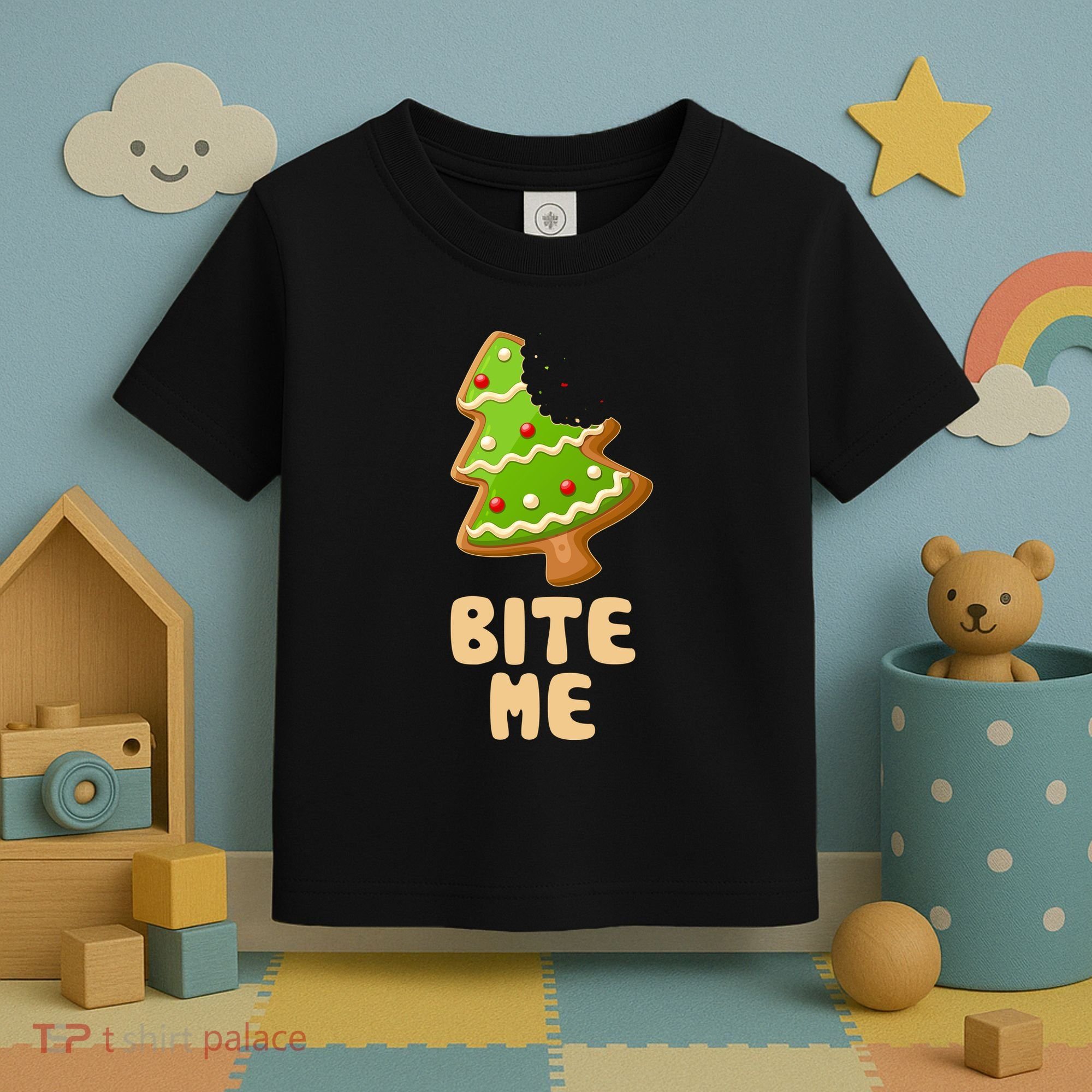 Funny Christmas Cookie Bite Me Toddler T-Shirt