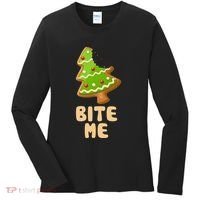 Funny Christmas Cookie Bite Me Women's Long Sleeve Shirt thumb 0