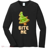 Funny Christmas Cookie Bite Me Women's Long Sleeve Shirt thumb 0