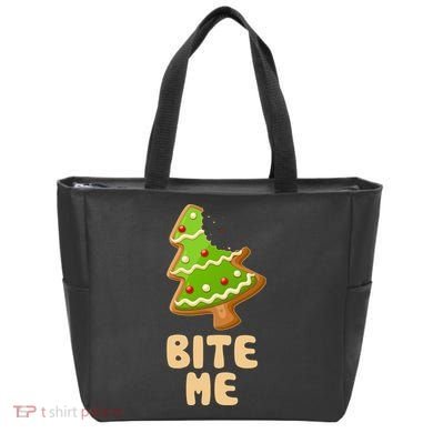 Funny Christmas Cookie Bite Me Tote Bag