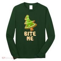 Funny Christmas Cookie Bite Me Long Sleeve Shirt thumb 0
