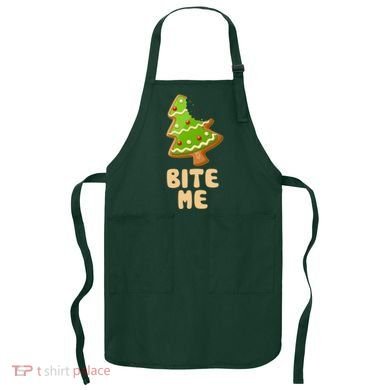 Funny Christmas Cookie Bite Me Apron
