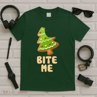 Funny Christmas Cookie Bite Me T-Shirt thumb 5