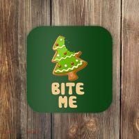 Funny Christmas Cookie Bite Me Coaster thumb 0