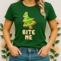 Funny Christmas Cookie Bite Me Women's T-Shirt thumb 2