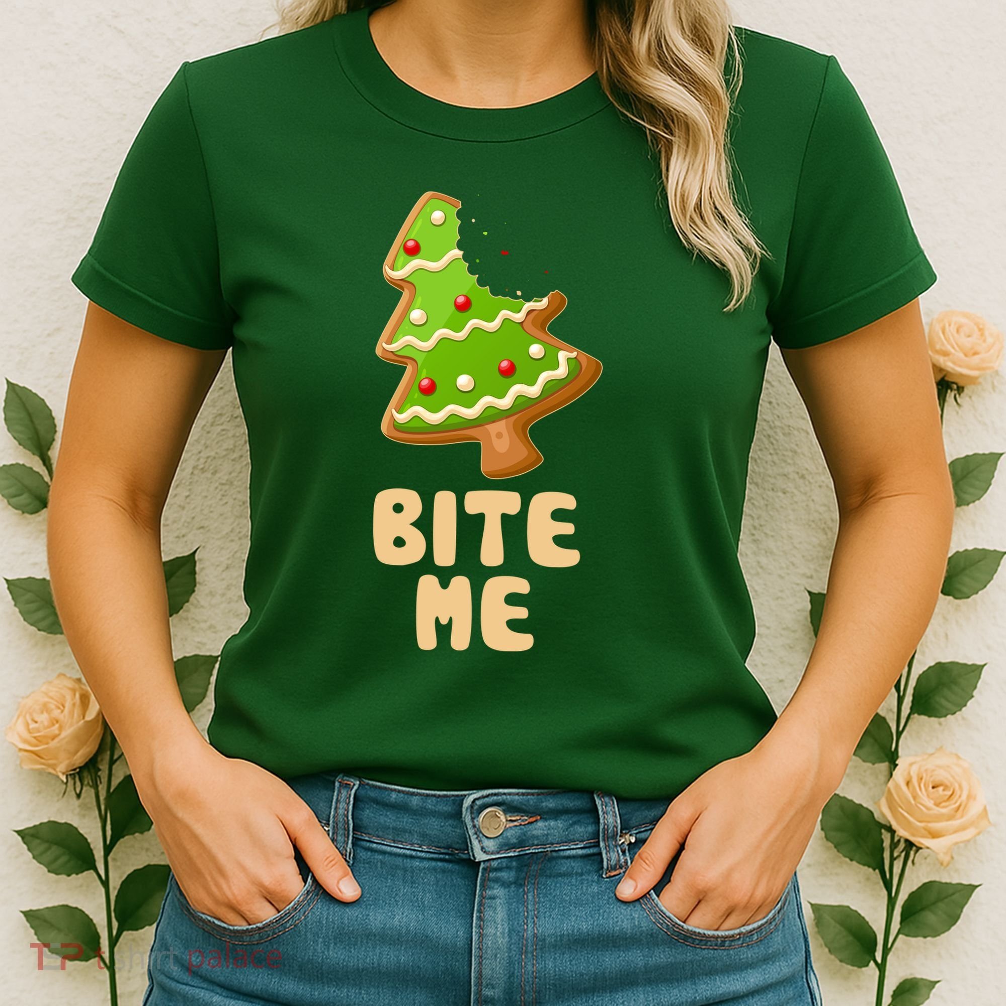 Funny Christmas Cookie Bite Me Women's T-Shirt