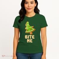Funny Christmas Cookie Bite Me Women's T-Shirt thumb 4