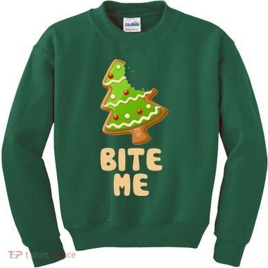 Funny Christmas Cookie Bite Me Kids Sweatshirt