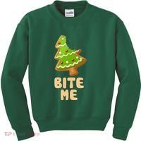 Funny Christmas Cookie Bite Me Kids Sweatshirt thumb 0