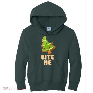 Funny Christmas Cookie Bite Me Kids Hoodie