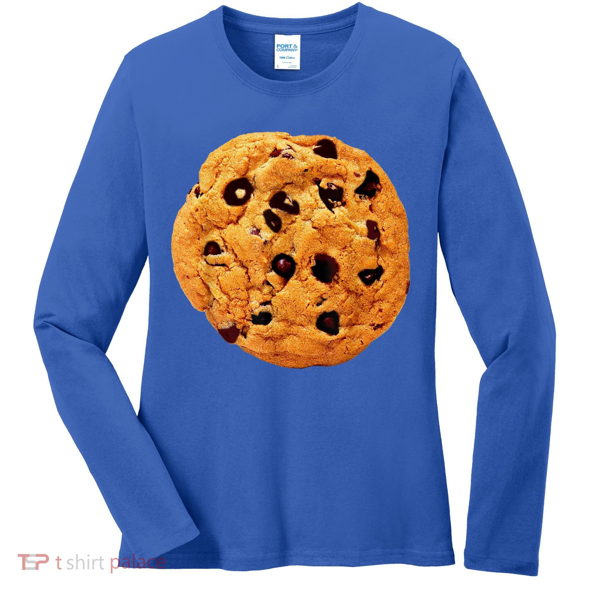 Funny Chocolate Chip Cookie Costume Gift Last Minute Lazy Party Gift Women's Long Sleeve Shirt