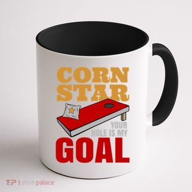 Funny Cornhole Corn Star Your Hole Is My Goal Cute Gift Coffee Mug back