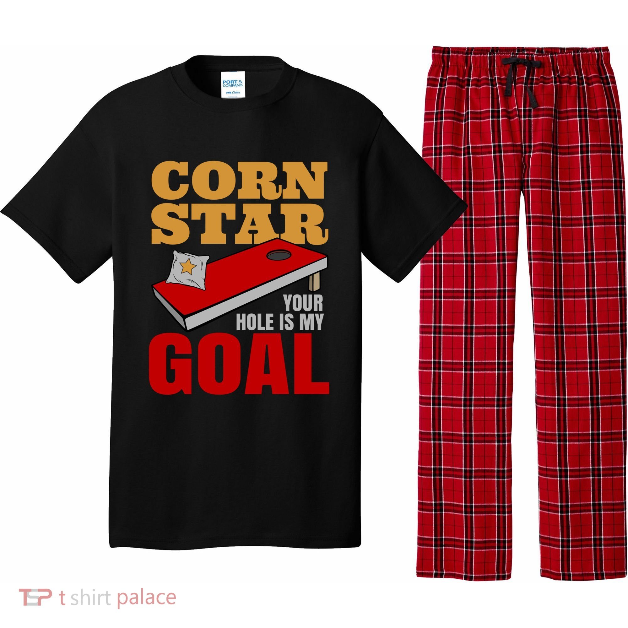 Funny Cornhole Corn Star Your Hole Is My Goal Cute Gift Pajama Set