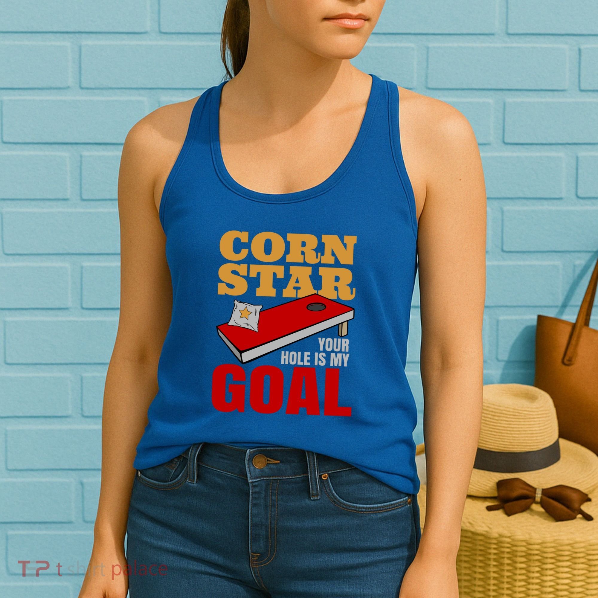 Funny Cornhole Corn Star Your Hole Is My Goal Cute Gift Women's Tank Top