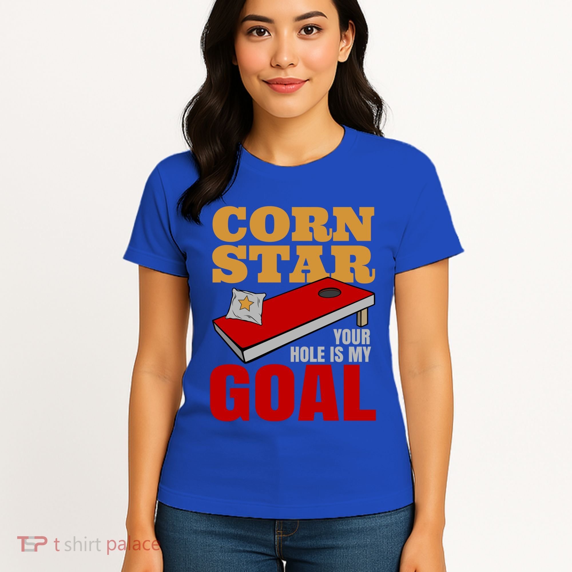 Funny Cornhole Corn Star Your Hole Is My Goal Cute Gift Women's T-Shirt
