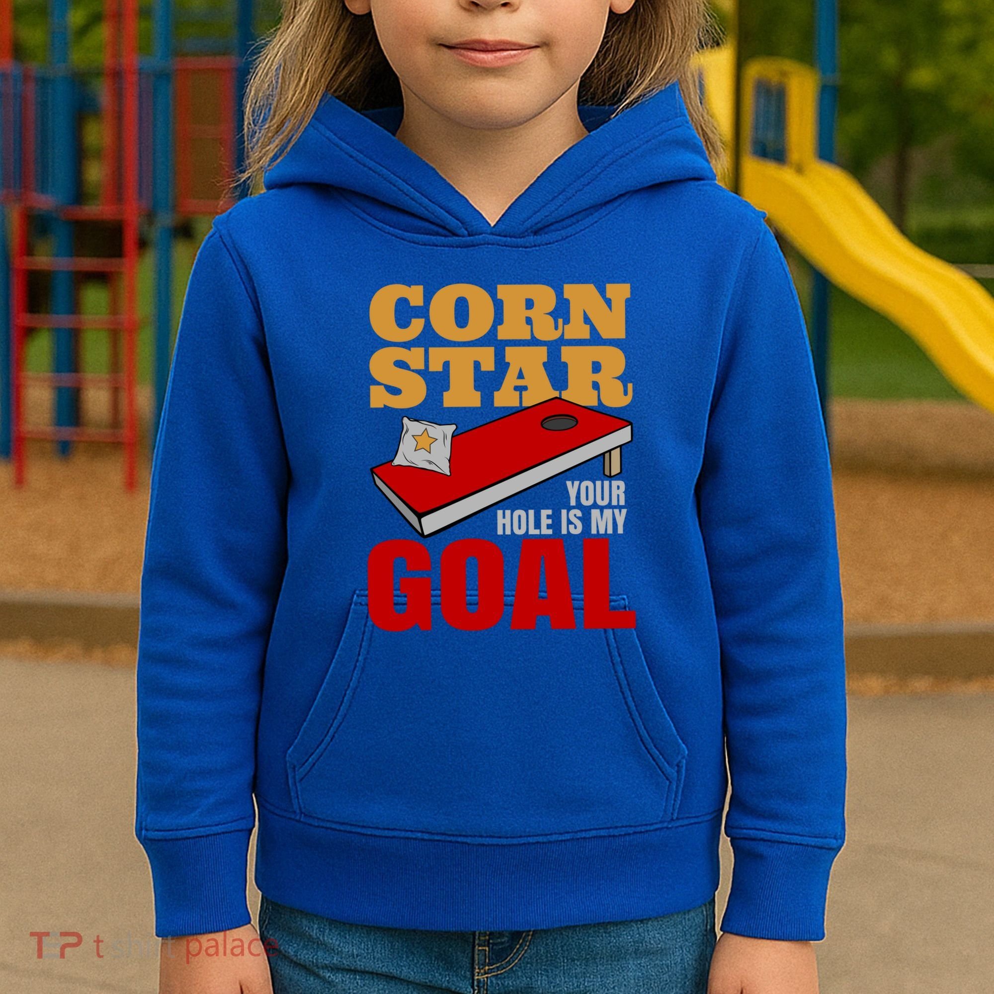 Funny Cornhole Corn Star Your Hole Is My Goal Cute Gift Kids Hoodie