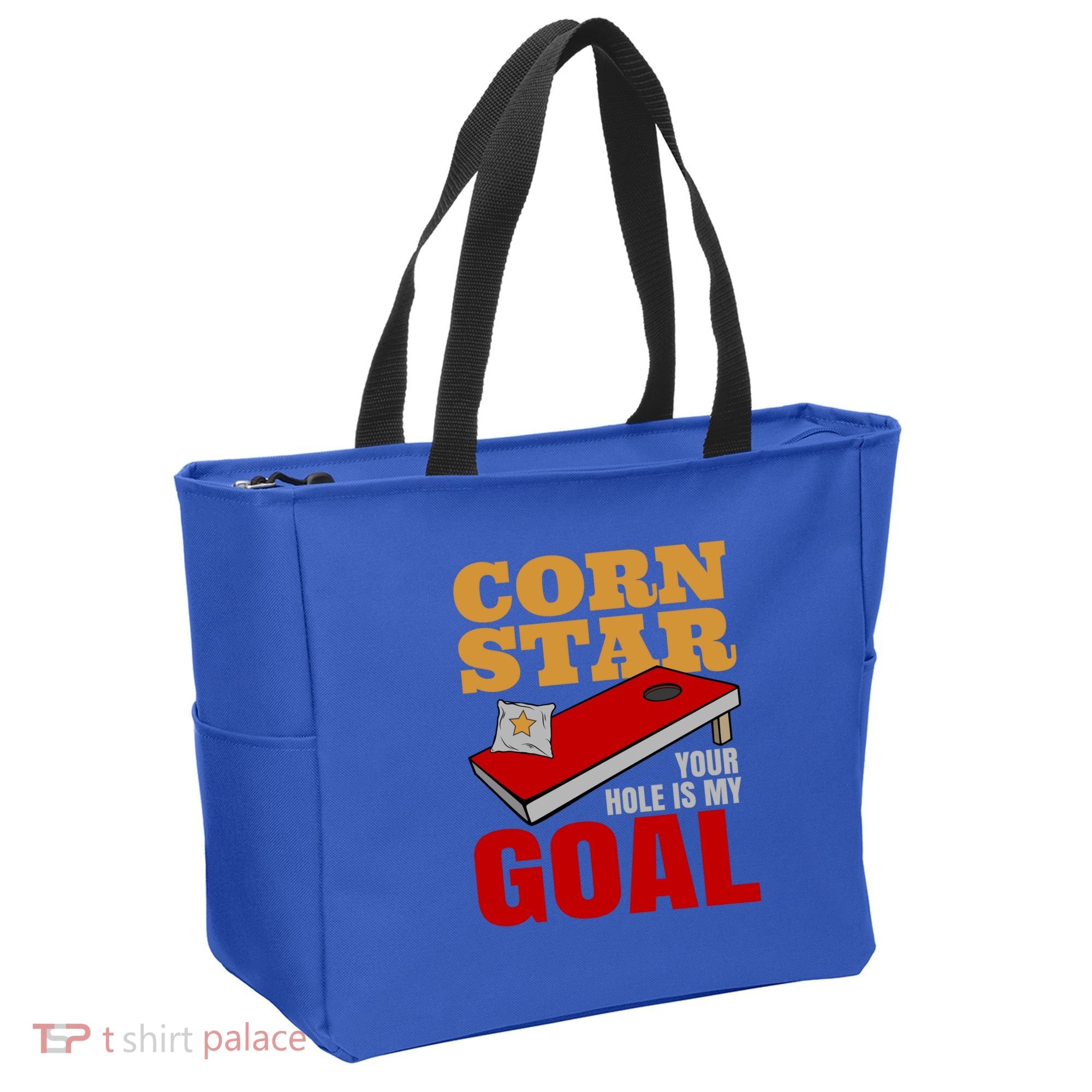 Funny Cornhole Corn Star Your Hole Is My Goal Cute Gift Tote Bag
