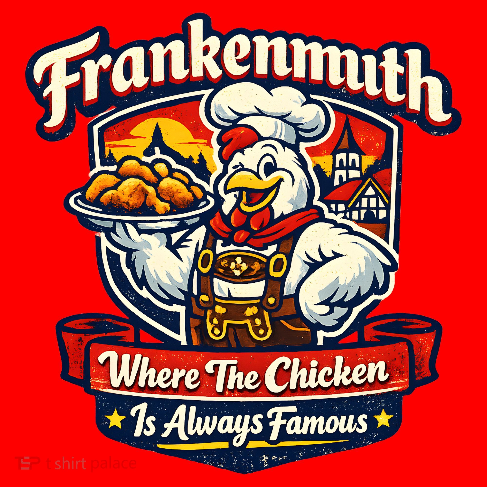 Frankenmuth Chicken Capital Bavarian Fried Chicken Legend Santa Hat