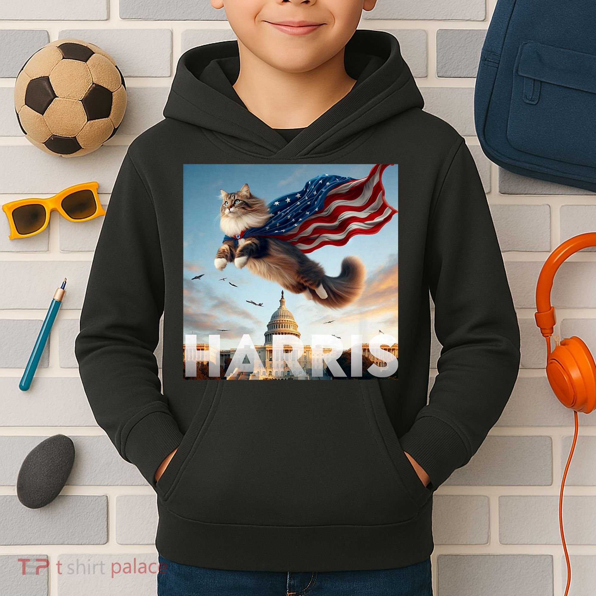 Funny Childless Cat Ladies For Harris 2024 Kids Hoodie