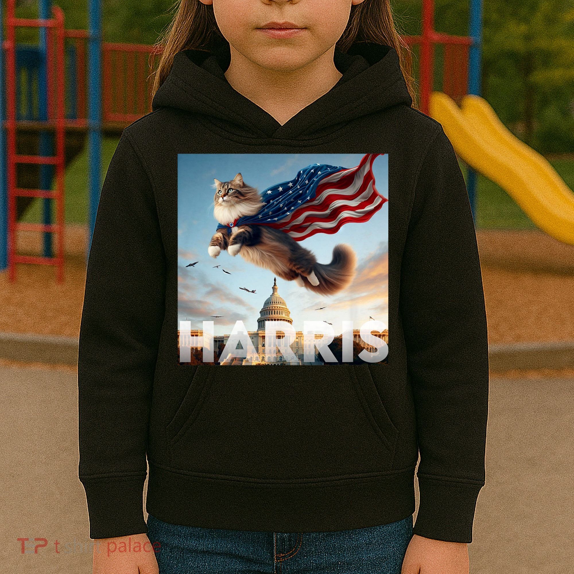 Funny Childless Cat Ladies For Harris 2024 Kids Hoodie