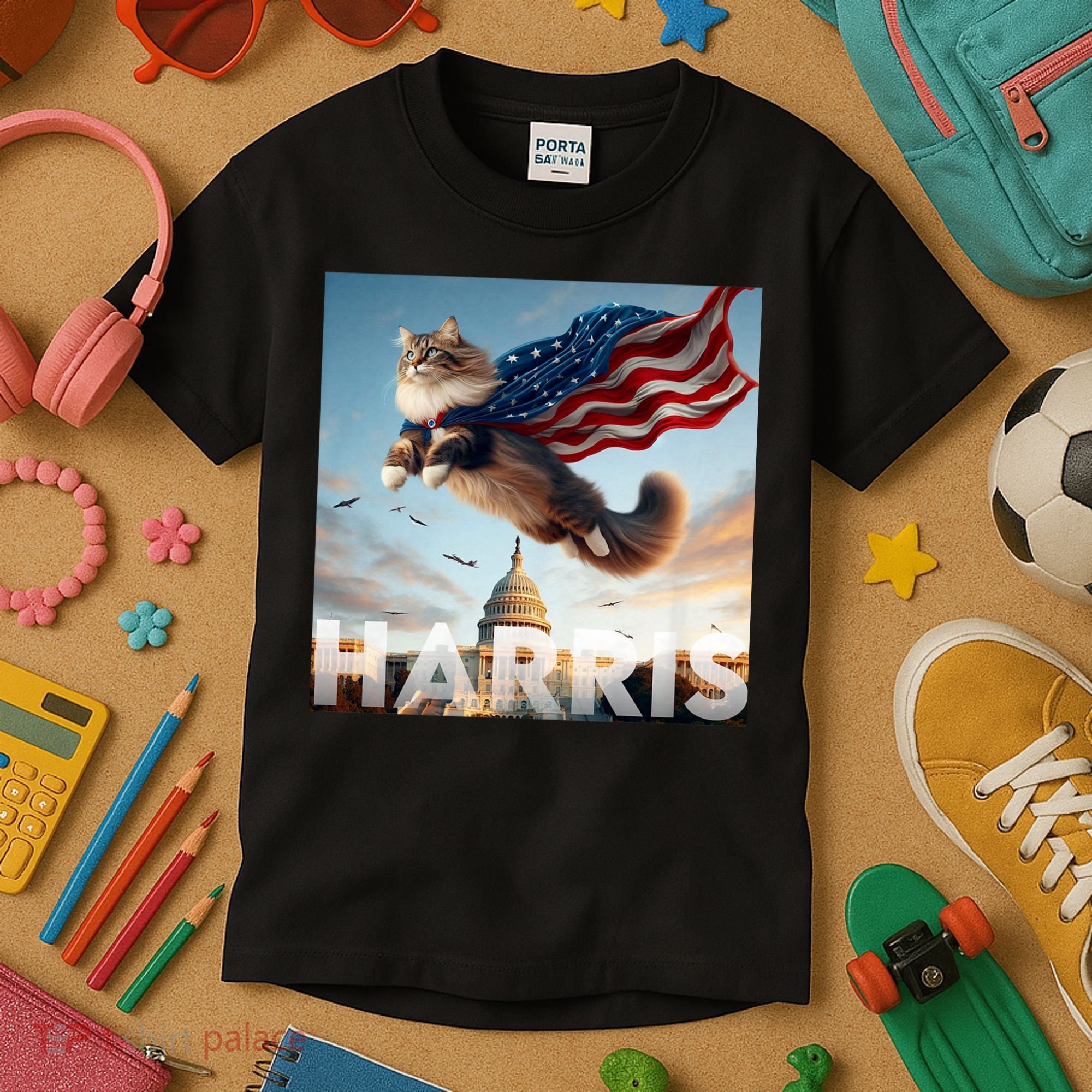 Funny Childless Cat Ladies For Harris 2024 Kids T-Shirt