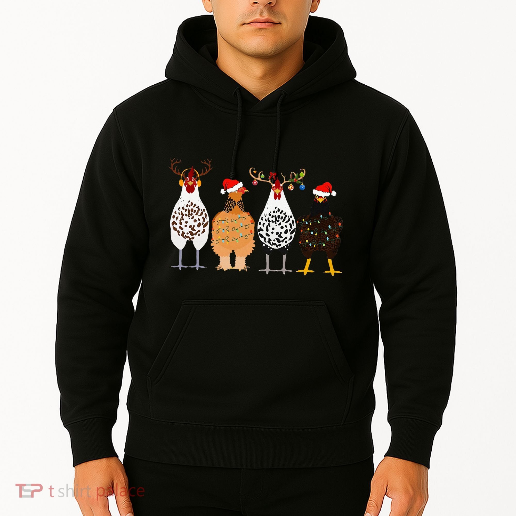 Funny Christmas Chicken Farm Animals  Hoodie