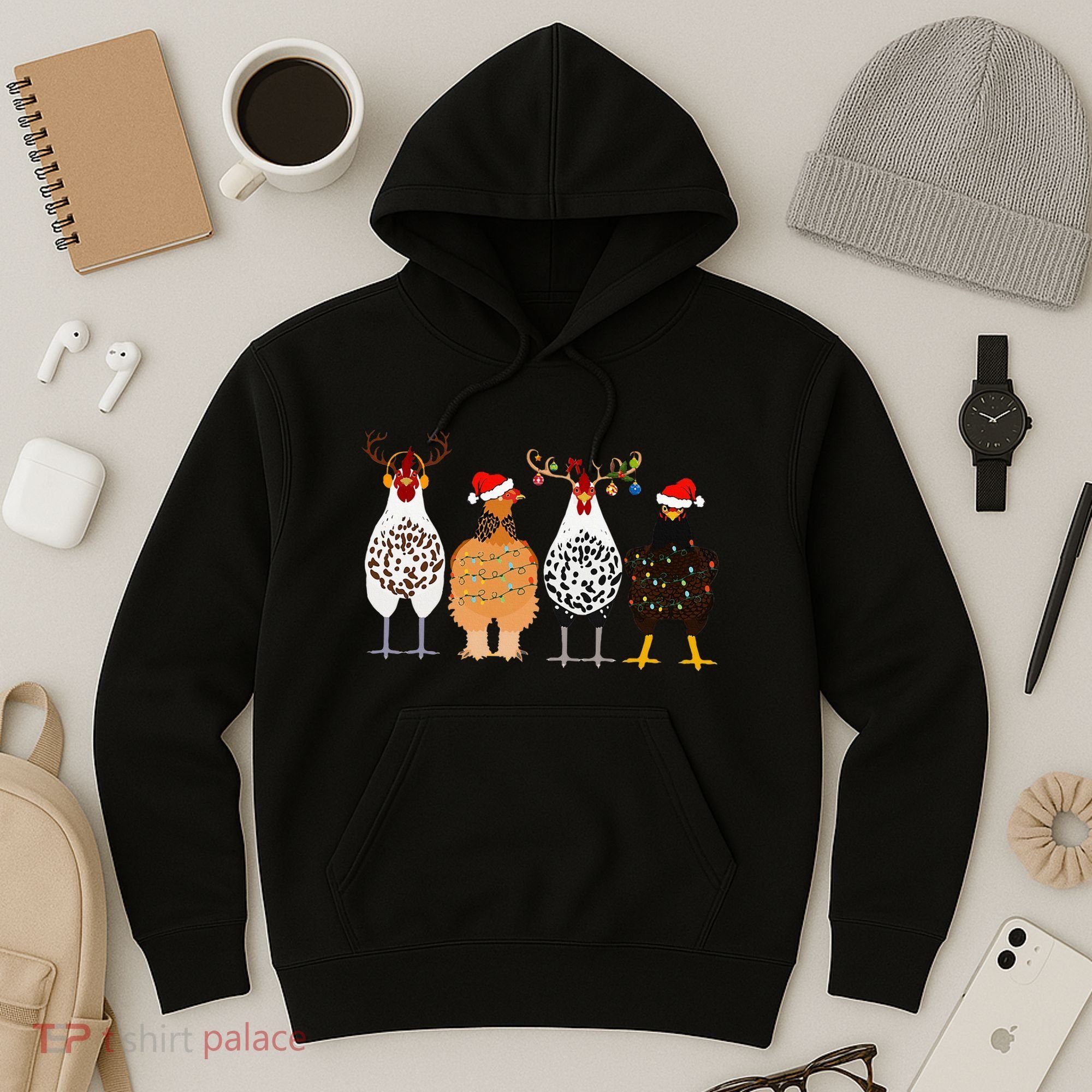 Funny Christmas Chicken Farm Animals  Hoodie
