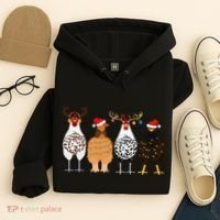 Funny Christmas Chicken Farm Animals  Hoodie thumb 4