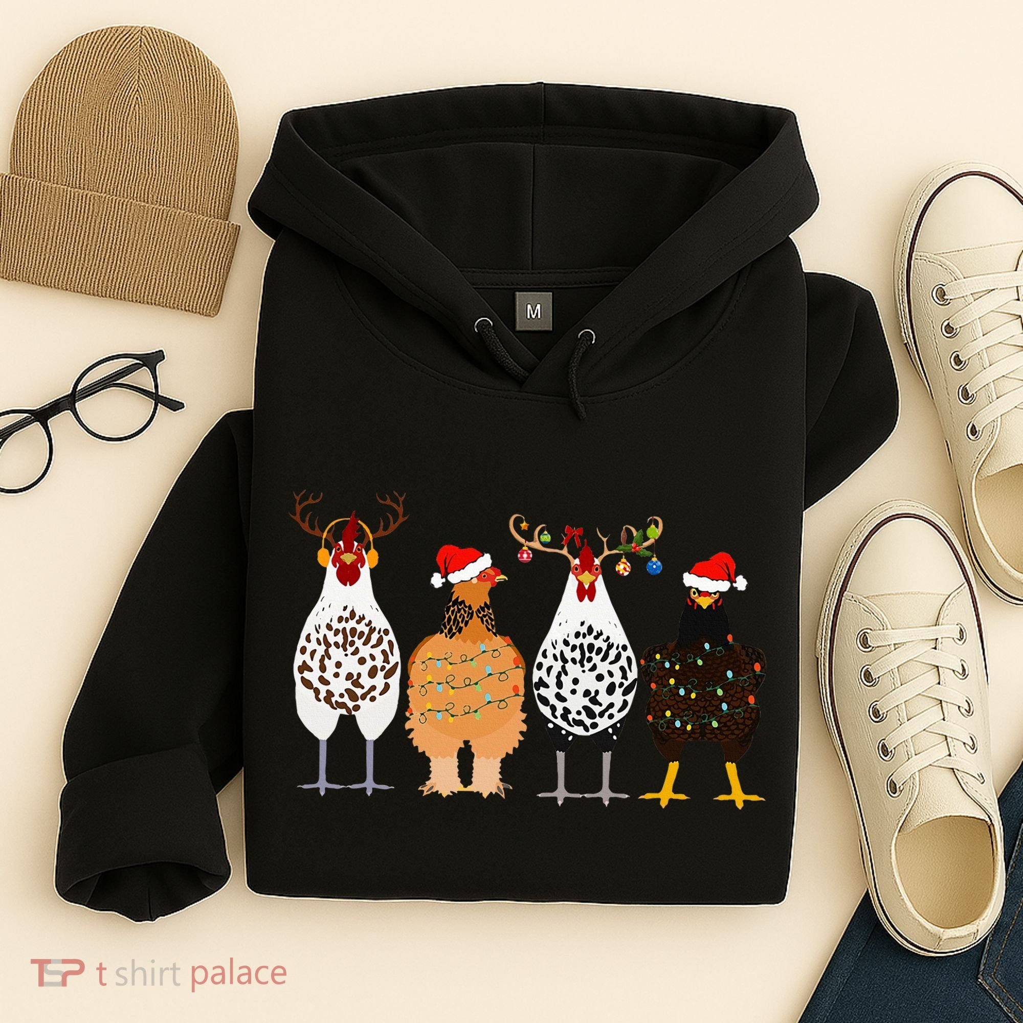 Funny Christmas Chicken Farm Animals  Hoodie